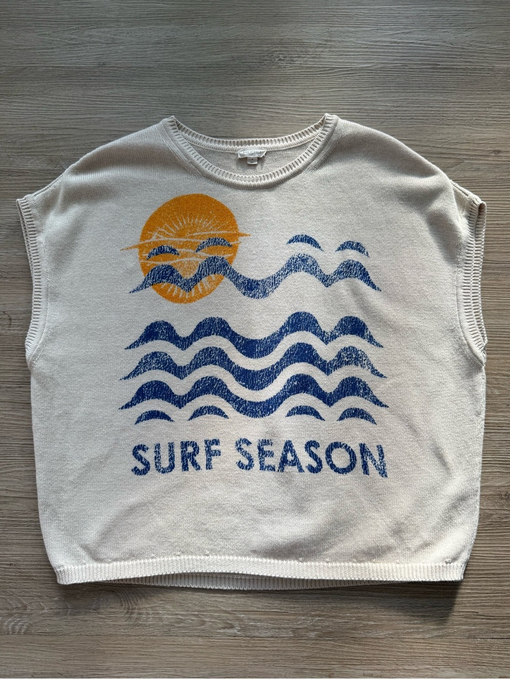 Anthropologie Pilcro Surf Season Graphic Muscle Sweater Tank Vacay Sun Beach M - Picture 4 of 11